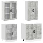 vidaXL Kuchynská jednotka LUCCA 4 pcs Betónovo sivá Kompozitné drevo – Obrázok 3
