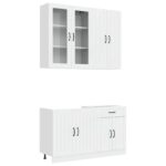 vidaXL Kuchynská jednotka LUCCA 4 pcs Biela s vysokým leskom – Obrázok 2