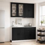 vidaXL Kuchynská jednotka PORTO 4 pcs Čierna Kompozitné drevo