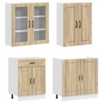 vidaXL Kuchynská jednotka PORTO 4 pcs Dub sonoma Kompozitné drevo – Obrázok 3
