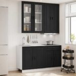 vidaXL Kuchynská jednotka PORTO 4 pcs Čierna Kompozitné drevo