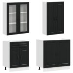 vidaXL Kuchynská jednotka PORTO 4 pcs Čierna Kompozitné drevo – Obrázok 3