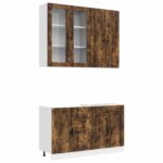 vidaXL Kuchynská jednotka PORTO 4 pcs Dymový dub Kompozitné drevo – Obrázok 2