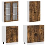 vidaXL Kuchynská jednotka PORTO 4 pcs Dymový dub Kompozitné drevo – Obrázok 3