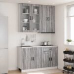 vidaXL Kuchynská jednotka PORTO 4 pcs Sivý Sonoma Kompozitné drevo