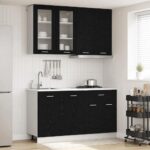 vidaXL Kuchynská jednotka LYON 4 pcs Čierny dub Kompozitné drevo