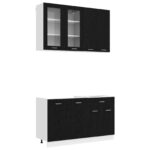vidaXL Kuchynská jednotka LYON 4 pcs Čierny dub Kompozitné drevo – Obrázok 2