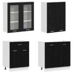 vidaXL Kuchynská jednotka LYON 4 pcs Čierny dub Kompozitné drevo – Obrázok 3