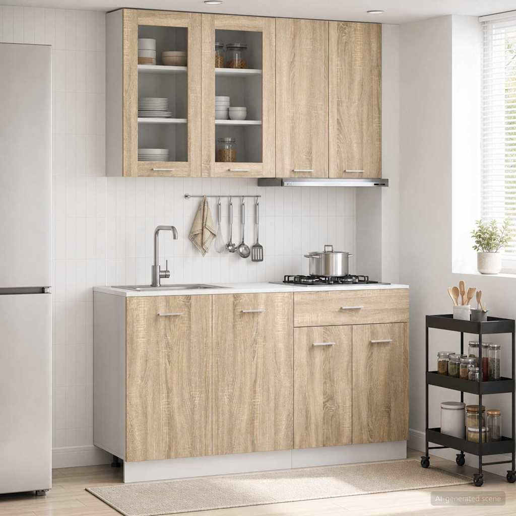 3438357_1.jpg vidaXL Kuchynská jednotka LYON 4 pcs Dub sonoma Kompozitné drevo – Obrázok 1