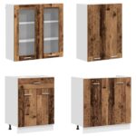 vidaXL Kuchynská jednotka LYON 4 pcs Staré drevo Kompozitné drevo – Obrázok 3