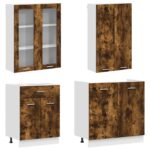 vidaXL Kuchynská jednotka LYON 4 pcs Dymový dub Kompozitné drevo – Obrázok 3