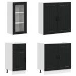 vidaXL Kuchynská jednotka LUCCA 8 pcs Čierna Kompozitné drevo – Obrázok 3