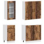 vidaXL Kuchynská jednotka LUCCA 8 pcs Staré drevo Kompozitné drevo – Obrázok 3