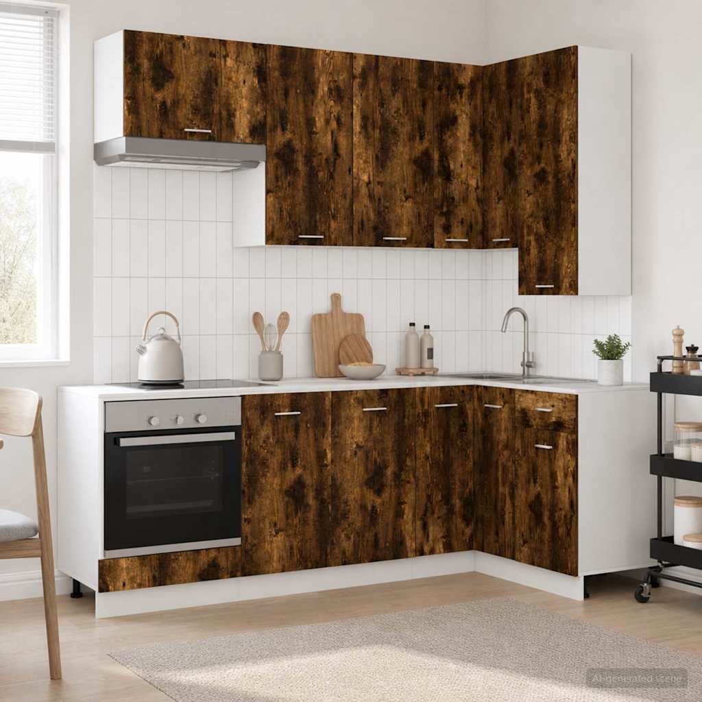 3438443_1.jpg vidaXL Kuchynská jednotka LYON 8 pcs Dymový dub Kompozitné drevo – Obrázok 1