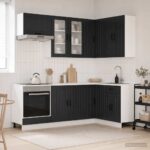 vidaXL Kuchynská jednotka LUCCA 8 pcs Čierna Kompozitné drevo