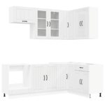 vidaXL Kuchynská jednotka LUCCA 8 pcs Biela s vysokým leskom – Obrázok 2