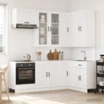 vidaXL Kuchynská jednotka LUCCA 8 pcs Biela s vysokým leskom