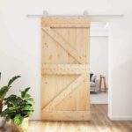 vidaXL Posuvné dvere Prírodná a biela 100 x 210 cm Borovicový masív