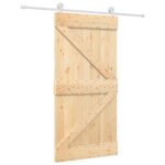 vidaXL Posuvné dvere Prírodná a biela 100 x 210 cm Borovicový masív – Obrázok 2