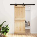 vidaXL Posuvné dvere Prírodná a čierna 80 x 210 cm