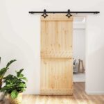 vidaXL Posuvné dvere Prírodná a čierna 85 x 210 cm