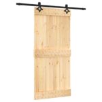 vidaXL Posuvné dvere Prírodná a čierna 95 x 210 cm – Obrázok 2
