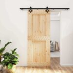 vidaXL Posuvné dvere Prírodná a čierna 85 x 210 cm