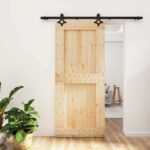 vidaXL Posuvné dvere Prírodná a čierna 90 x 210 cm