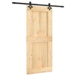 vidaXL Posuvné dvere Prírodná a čierna 90 x 210 cm – Obrázok 2