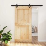 vidaXL Posuvné dvere Prírodná a čierna 100 x 210 cm