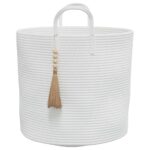 vidaXL Úložný kôš biely Ø40x35 cm bavlnený – Obrázok 5