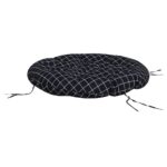 vidaXL Okrúhly vankúš čierny károvaný Ø 100 x 11 cm oxfordská látka – Obrázok 4