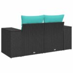 vidaXL Záhradná pohovka s vankúšmi 2-miestna čierna polyrattan – Obrázok 6