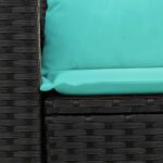 vidaXL Záhradná pohovka s vankúšmi 2-miestna čierna polyrattan – Obrázok 9