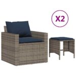 vidaXL 4-dielna záhradná sedacia súprava a vankúše polyratan sivá – Obrázok 2