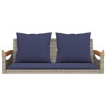 vidaXL Hojdacia lavica s vankúšmi sivá 109x62x40 cm polyratan – Obrázok 4