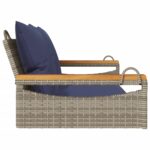 vidaXL Hojdacia lavica s vankúšmi sivá 109x62x40 cm polyratan – Obrázok 5