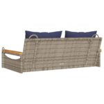 vidaXL Hojdacia lavica s vankúšmi sivá 109x62x40 cm polyratan – Obrázok 6
