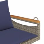 vidaXL Hojdacia lavica s vankúšmi sivá 109x62x40 cm polyratan – Obrázok 7