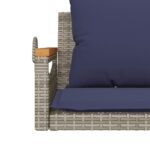vidaXL Hojdacia lavica s vankúšmi sivá 109x62x40 cm polyratan – Obrázok 8