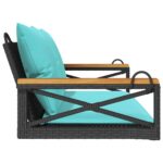 vidaXL Hojdacia lavica s vankúšmi čierna 109x62x40 cm polyratan – Obrázok 5