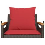 vidaXL Hojdacia lavica s vankúšmi hnedá 63x62x40 cm polyratan – Obrázok 4