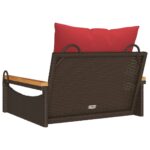 vidaXL Hojdacia lavica s vankúšmi hnedá 63x62x40 cm polyratan – Obrázok 6