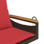vidaXL Hojdacia lavica s vankúšmi hnedá 63x62x40 cm polyratan – Obrázok 7