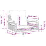 vidaXL Hojdacia lavica s vankúšmi hnedá 63x62x40 cm polyratan – Obrázok 9