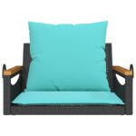 vidaXL Hojdacia lavica s vankúšmi čierna 63x62x40 cm polyratan – Obrázok 4