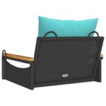 vidaXL Hojdacia lavica s vankúšmi čierna 63x62x40 cm polyratan – Obrázok 6