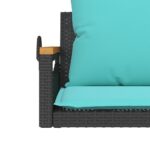 vidaXL Hojdacia lavica s vankúšmi čierna 63x62x40 cm polyratan – Obrázok 8