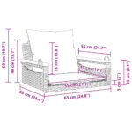 vidaXL Hojdacia lavica s vankúšmi čierna 63x62x40 cm polyratan – Obrázok 9