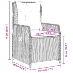 vidaXL Polohovacie záhradné stoličky 2 ks, sivé, polyratan – Obrázok 10